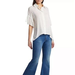 ALICE + OLIVIA Edyth Ruffle Sleeve Draped Blouse Women's Small